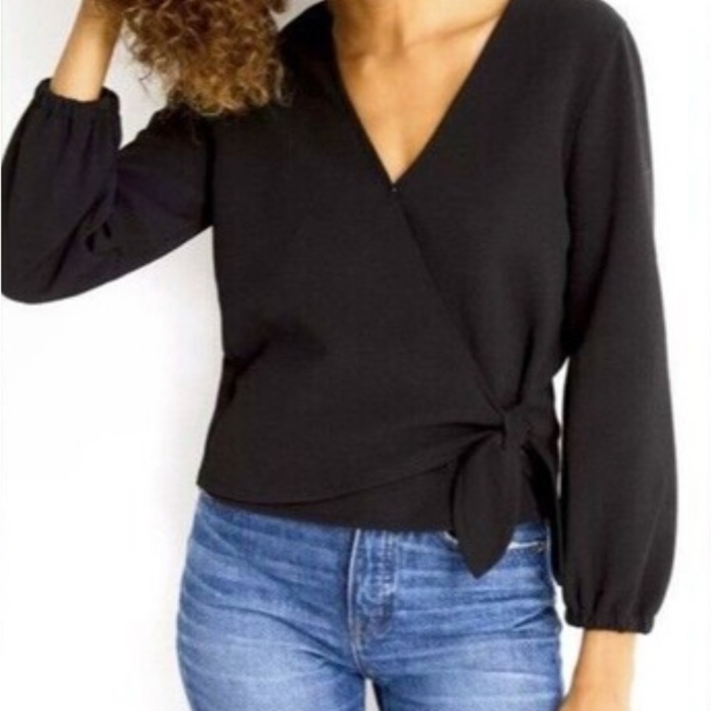 Madewell Black Wrap Top